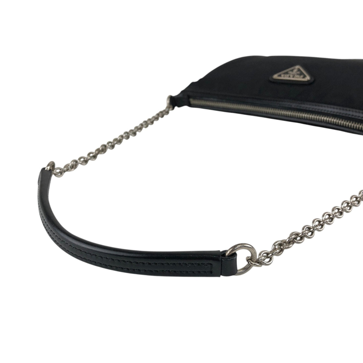 PRADA Triangle Logo Chain Shoulder bag Black Vintage 3m6ggr