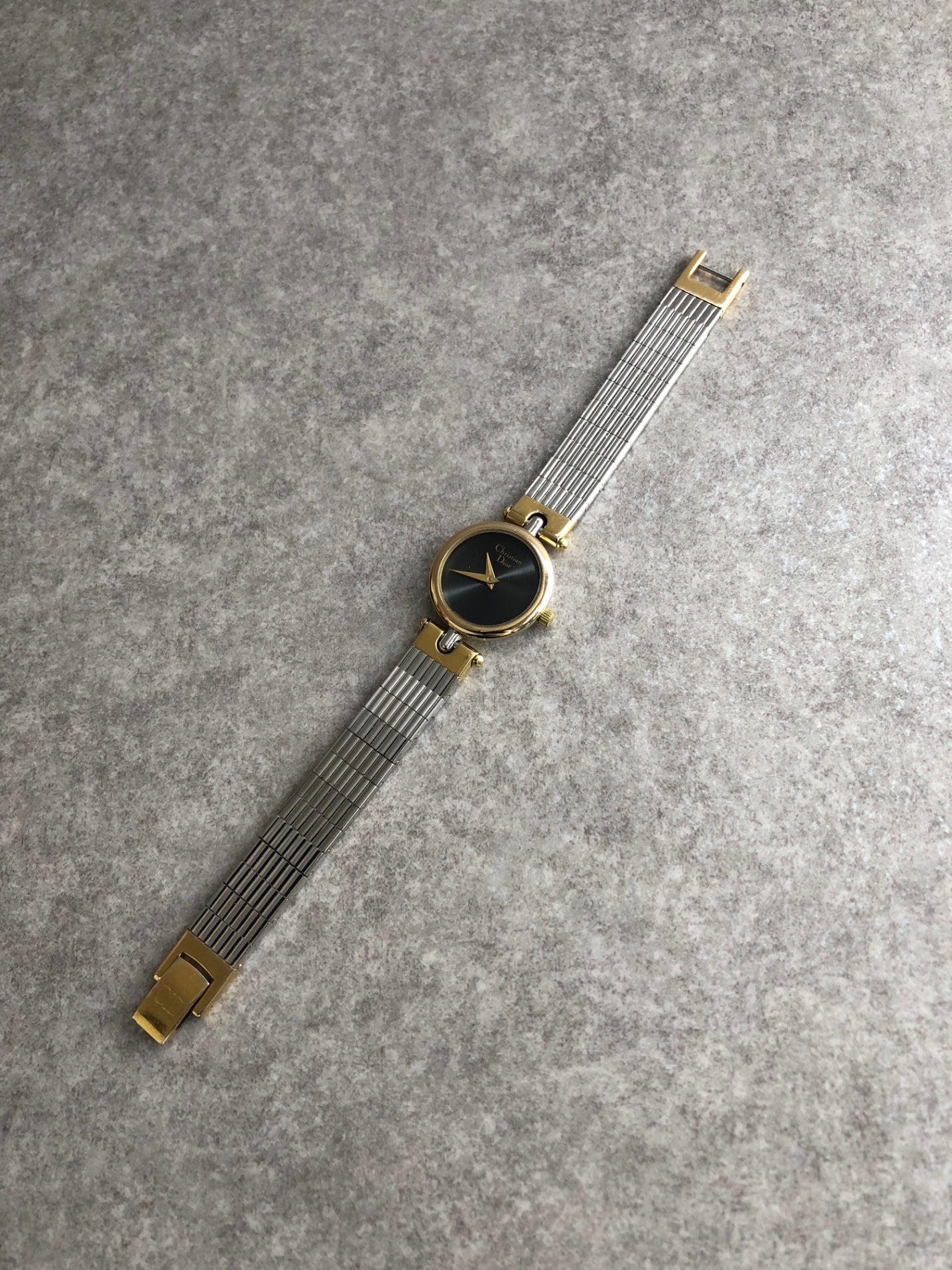 Christian Dior Logo Quartz Watch Silver×Gold 3025 Vintage 3es7fc