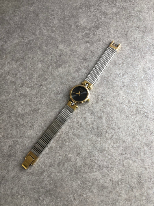 Christian Dior Logo Quartz Watch Silver×Gold 3025 Vintage 3es7fc