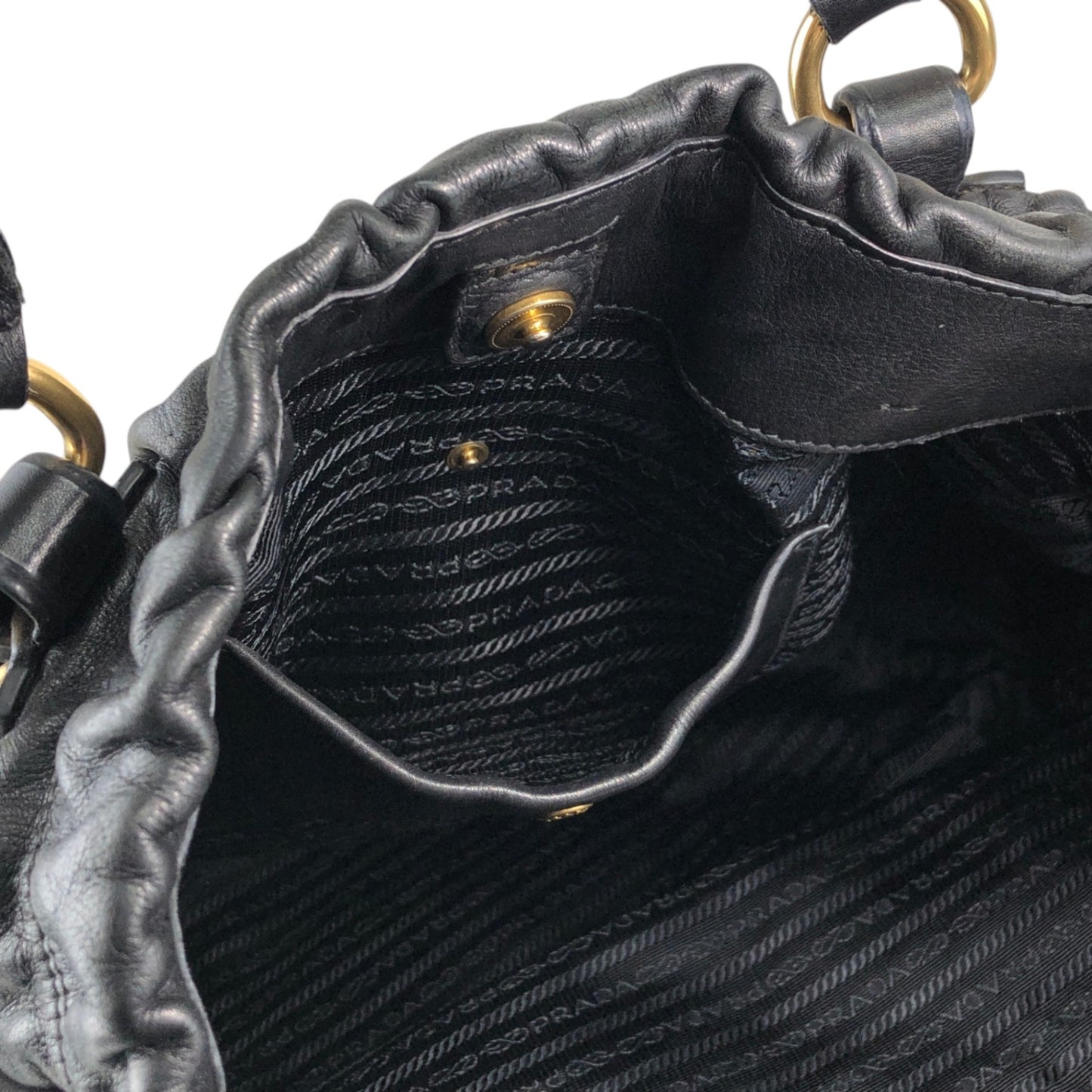 PRADA Logo Two-way Handbag Shoulder bag Black Vintage t5sy7s