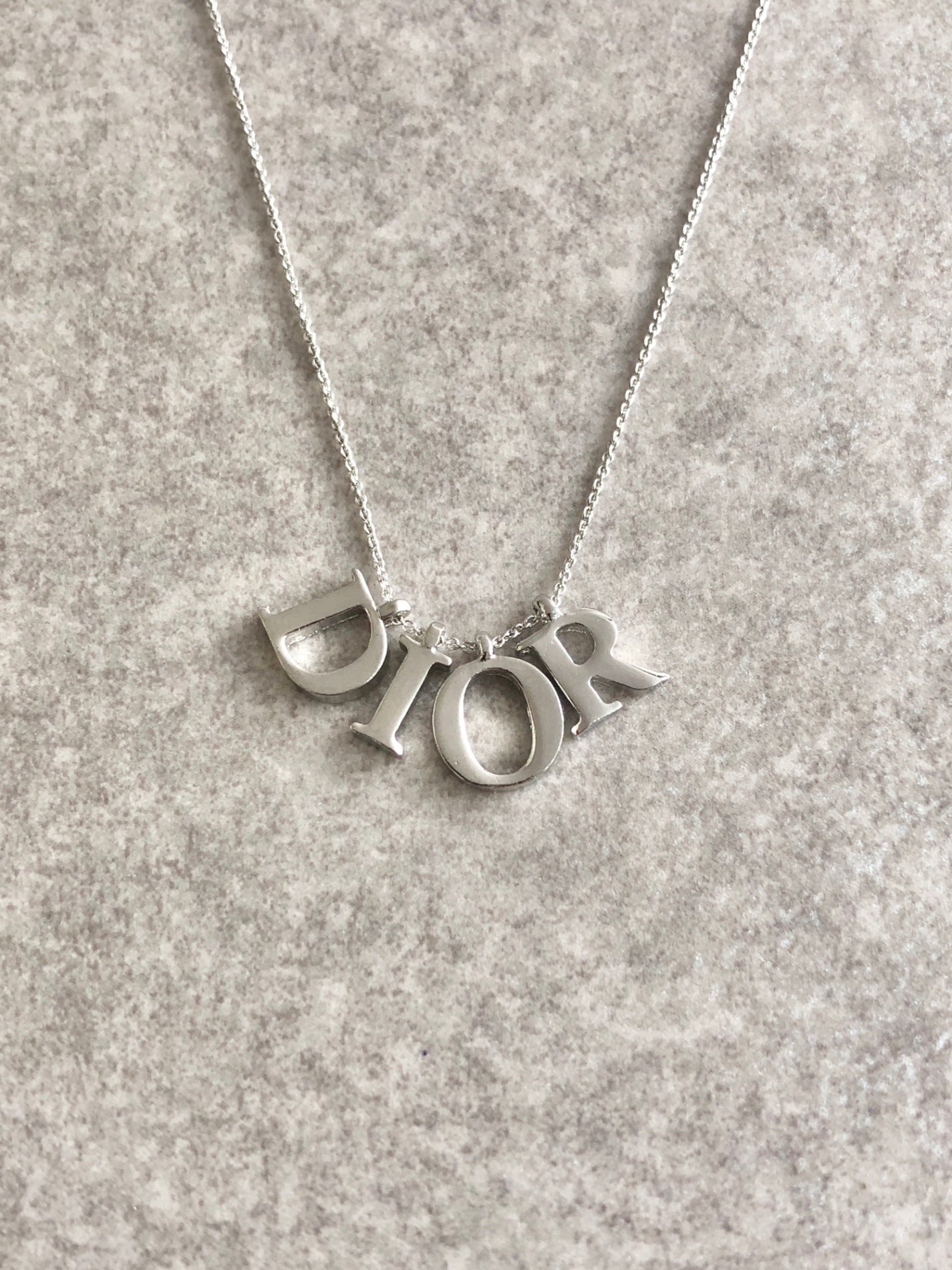 Christian Dior Logo Motif Necklace Silver Vintage ytk2tc