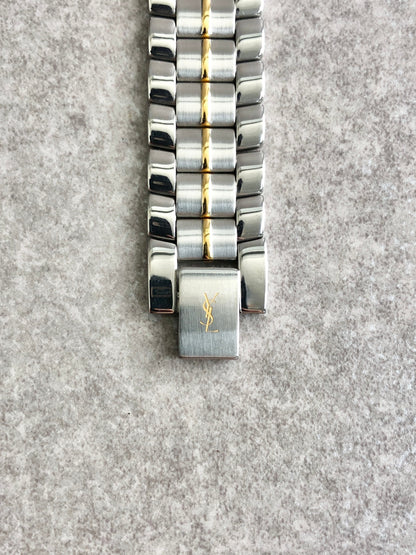 Yves Saint Laurent YSL Logo Quartz Watch Silver 4620-E66661Y Vintage pw6bed