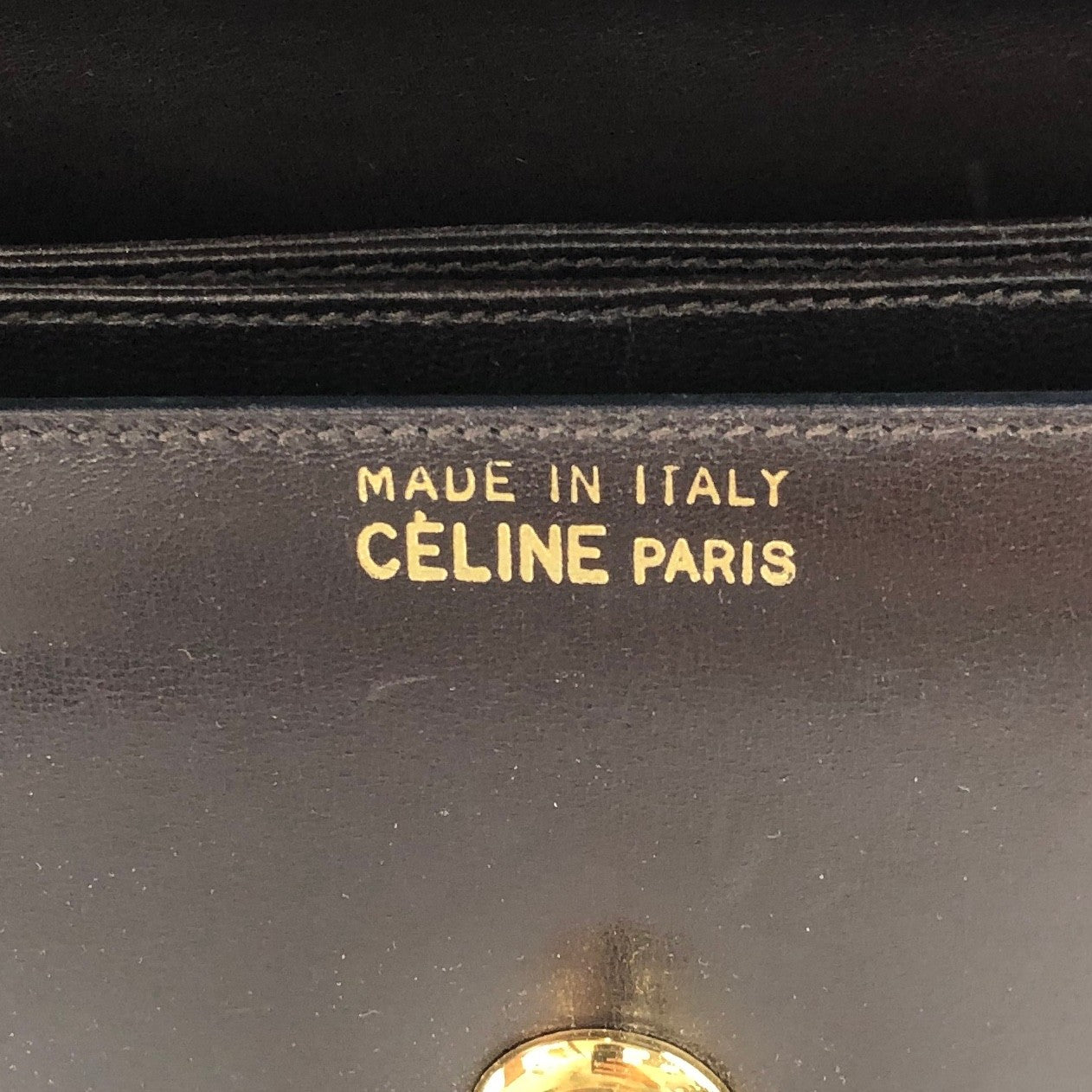 CELINE Horse Bit Turn Lock Shoulder bag Dark Brown Vintage frjwyw