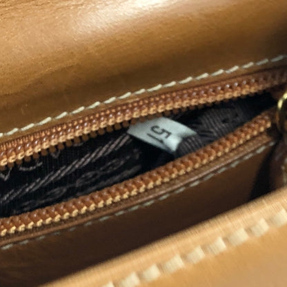 PRADA Metal Closure Leather Handbag Camel Vintage hktpxe