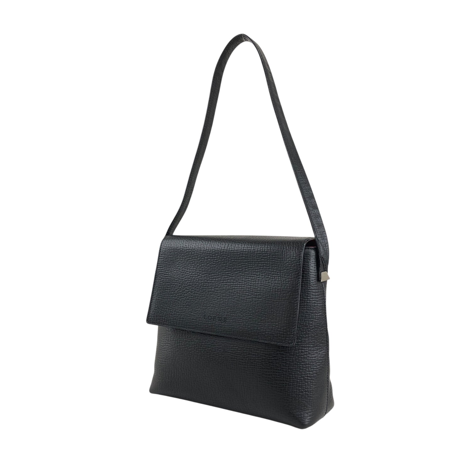 LOEWE Logo Embossed Handbag Shoulder bag Black Vintage rpd54b