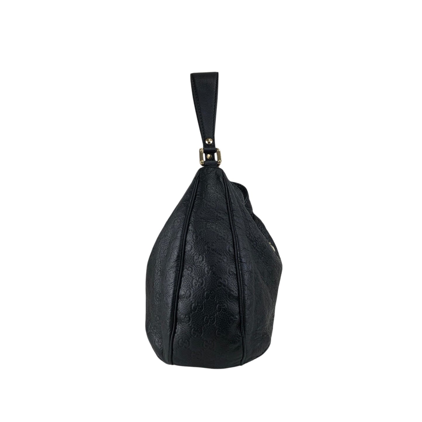 GUCCI Logo Shoulder bag Hobobag Black Vintage f2bysj