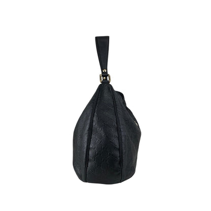 GUCCI Logo Shoulder bag Hobobag Black Vintage f2bysj