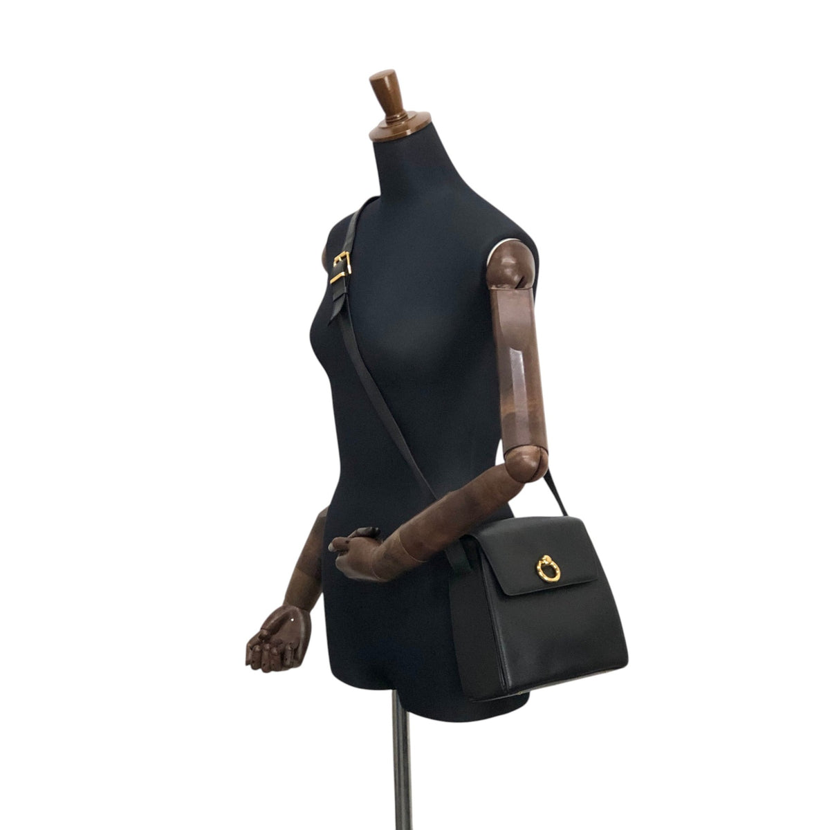 CELINE Gancini Shoulder bag Black Vintage y386id