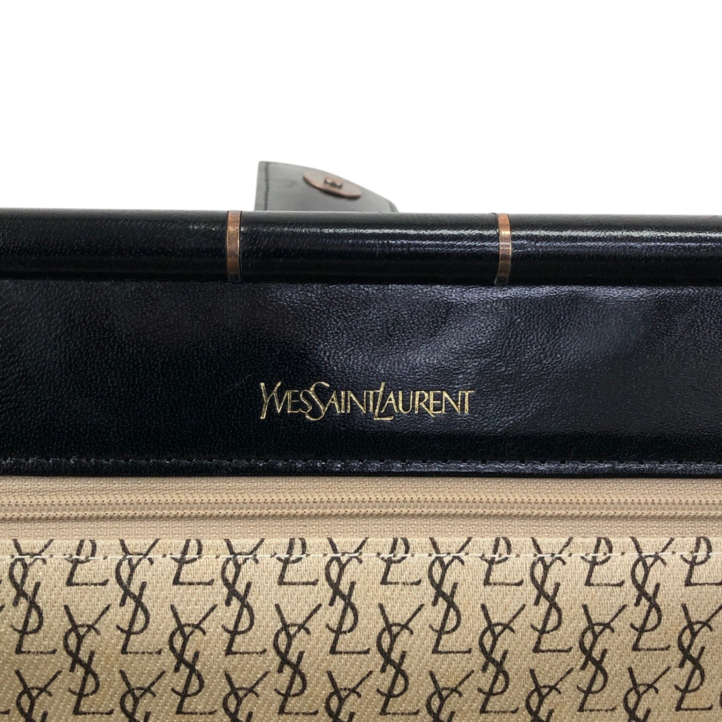 Yves Saint Laurent YSL Logo Bias Stitch Clutch bag Black Vintage nx3mxp