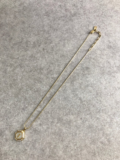 Yves Saint Laurent YSL Logo Rhinestone Necklace Gold Vintage p333yw