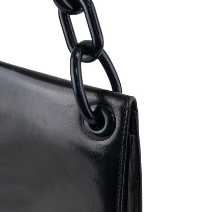 PRADA Logo Chain Shoulder bag Black Vintage vksien