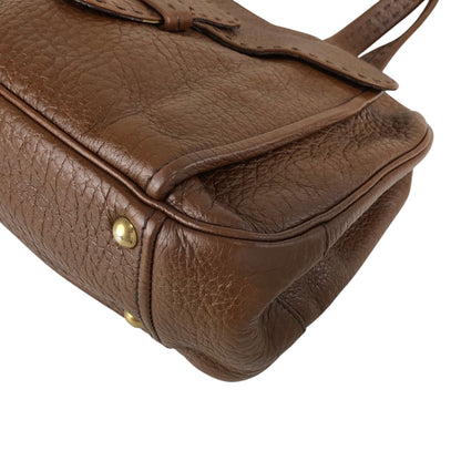 PRADA Triangle Logo Front Buckle Handbag Boston bag Brown Vintage v46bhc