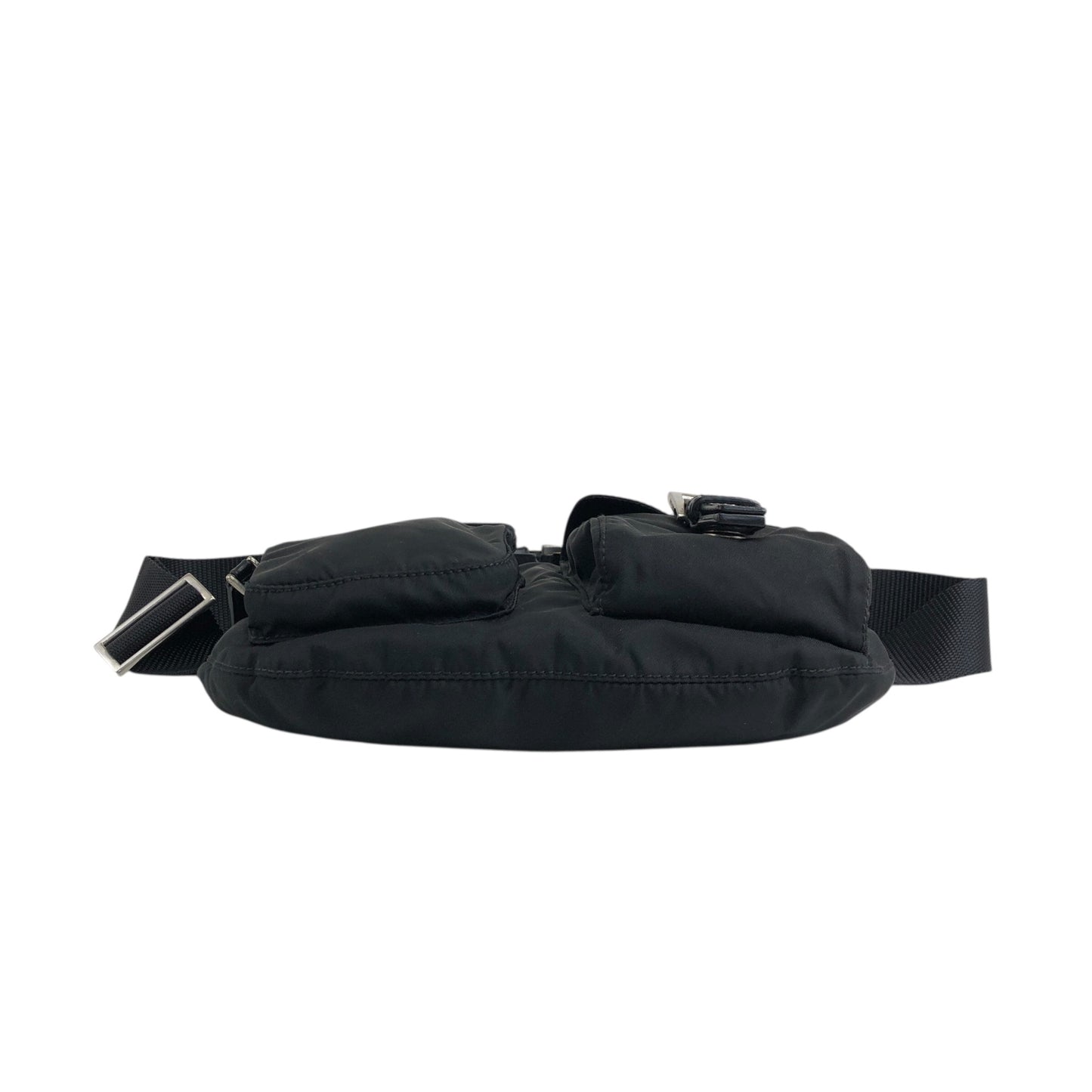 PRADA Triangle Logo Front Pocket Sling bag Black Vintage ts8rf4