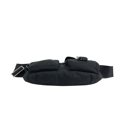 PRADA Triangle Logo Front Pocket Sling bag Black Vintage ts8rf4