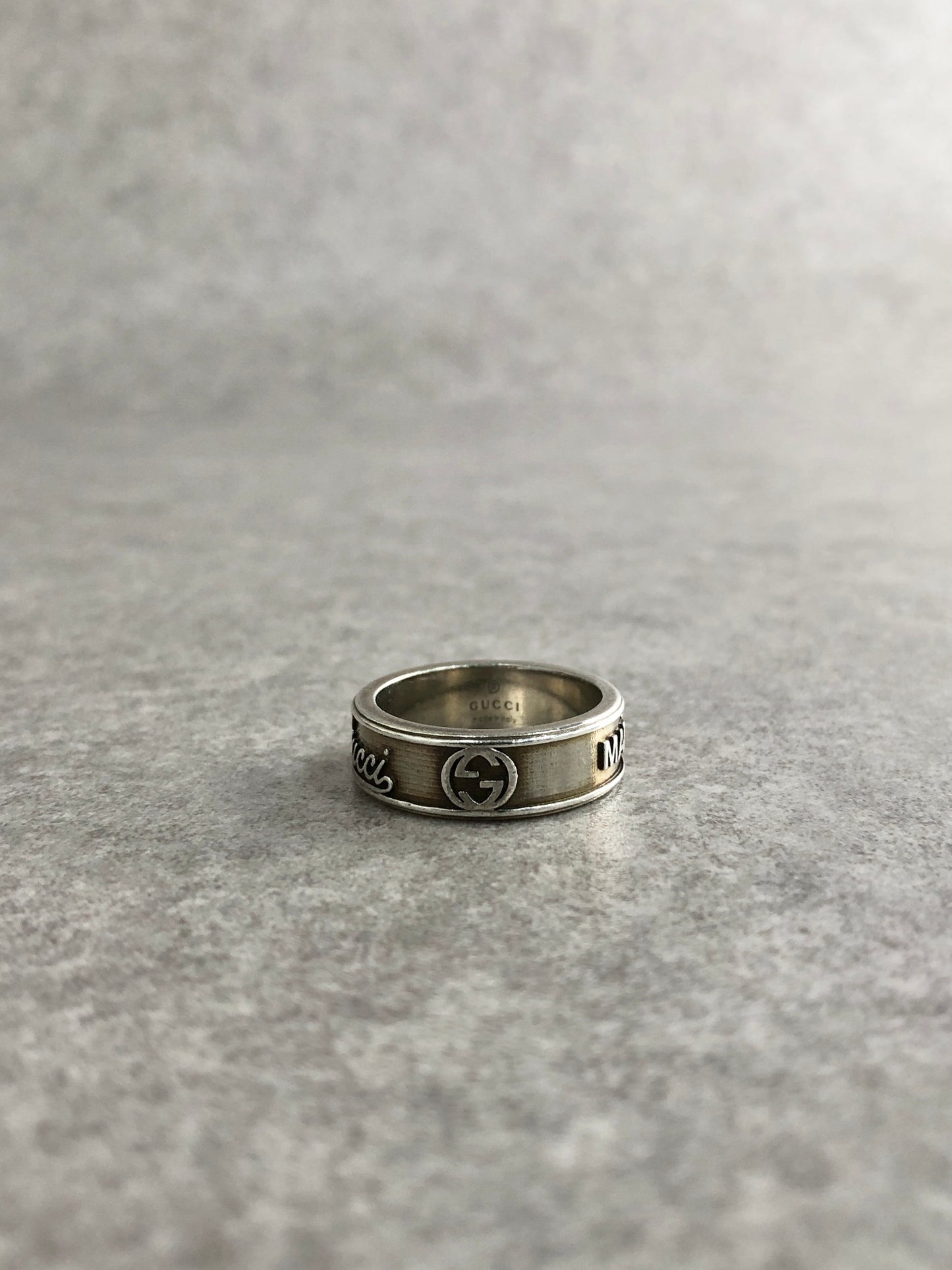 GUCCI GG Logo Ring Silver Vintage xxc4b8