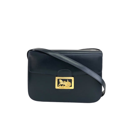 CELINE Horse Carriage Crossbody Shoulder bag Navy Vintage c7ruuk