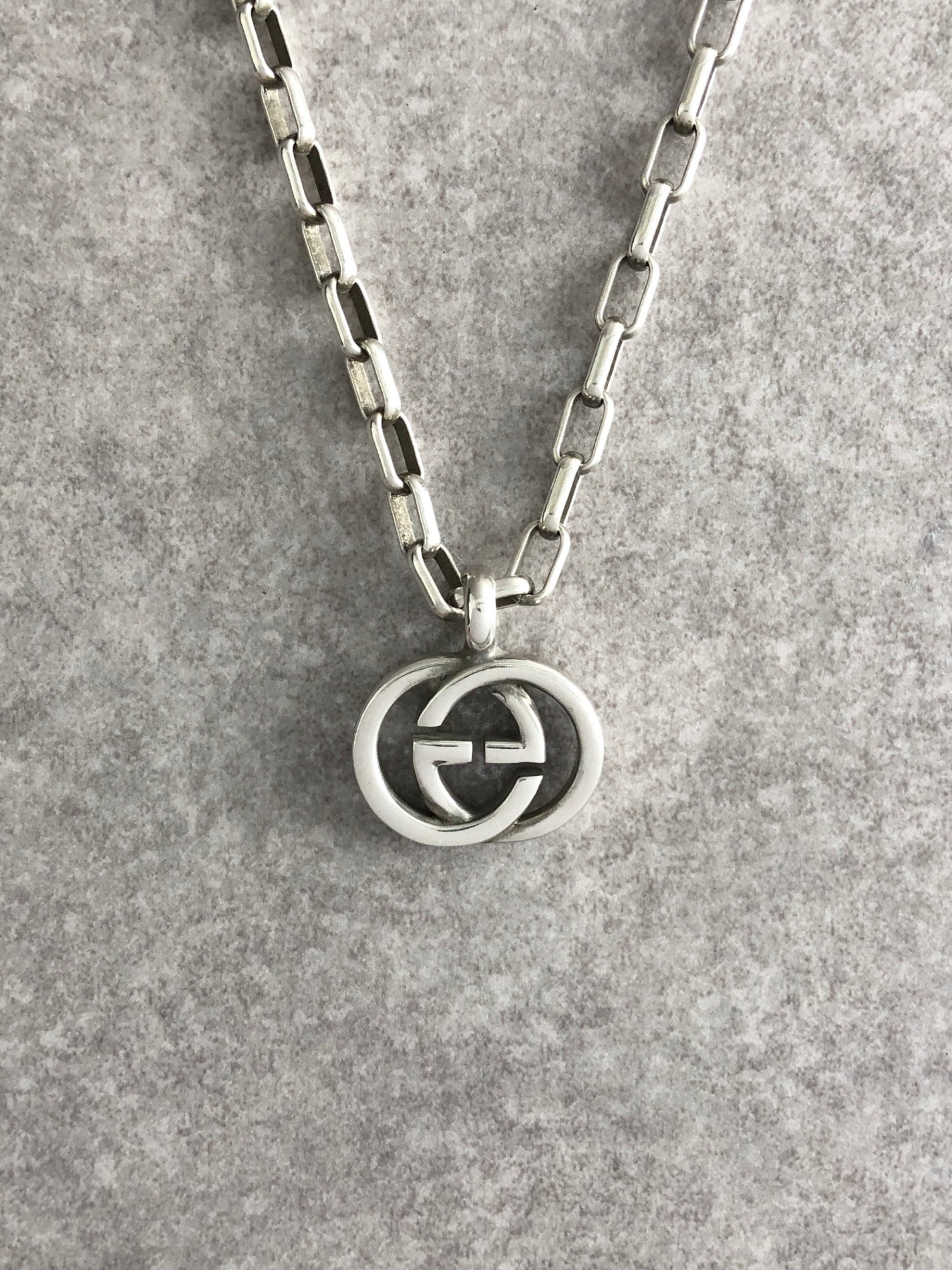 GUCCI Interlocking SILVER925 Necklace Silver Vintage twg3nj