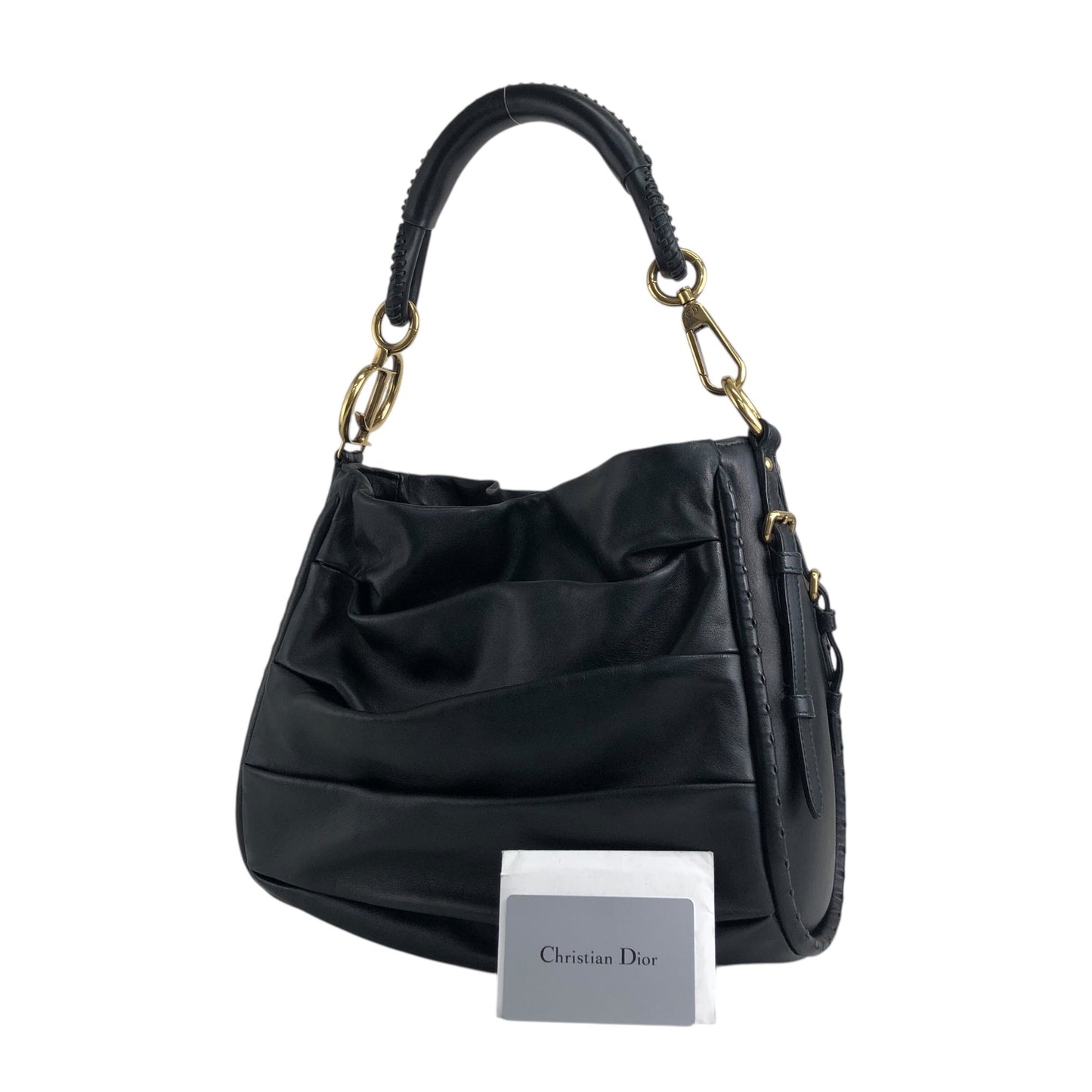 Christian Dior Logo Motif Shoulder bag Black Vintage fudavv