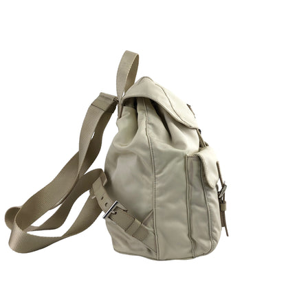PRADA Triangle Logo Double Pocket Nylon Backpack Ivory Vintage heratz