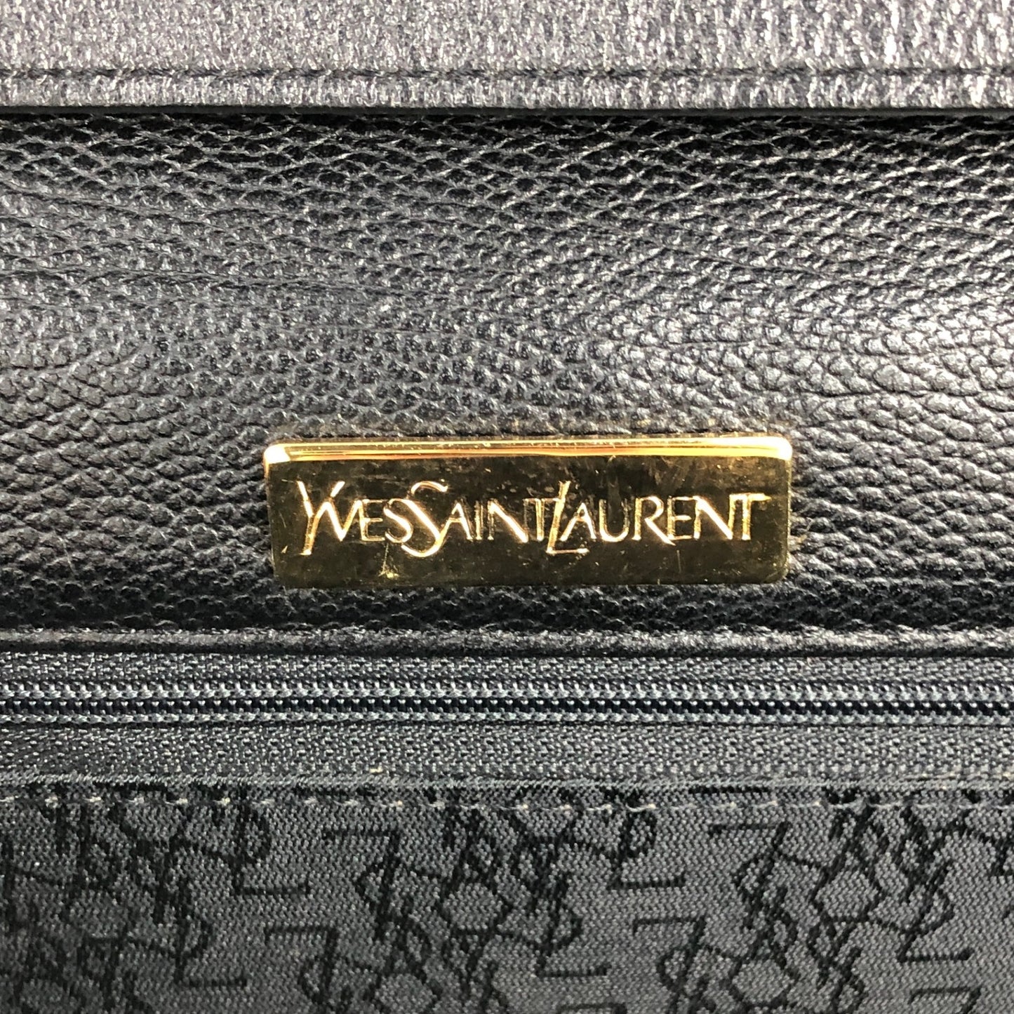 Yves Saint Laurent YSL Logo Stitch Shoulder bag Black Vintage 24zcks