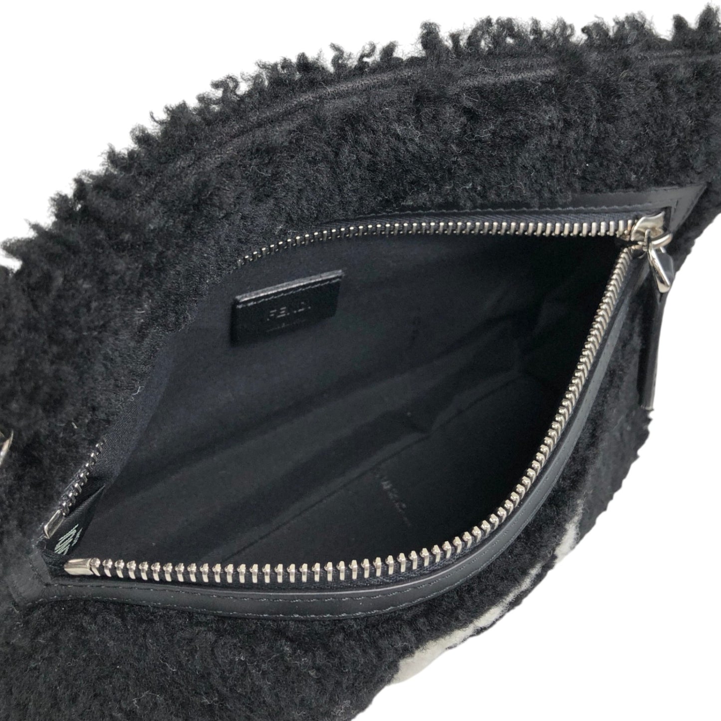 FENDI Logo Chain Handbag Black Vintage c34f5u