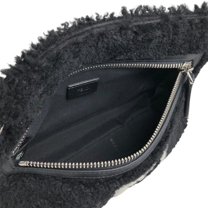 FENDI Logo Chain Handbag Black Vintage c34f5u