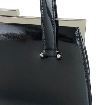 Yves Saint Laurent Metal Clasp Handbag Black Vintage km5h88