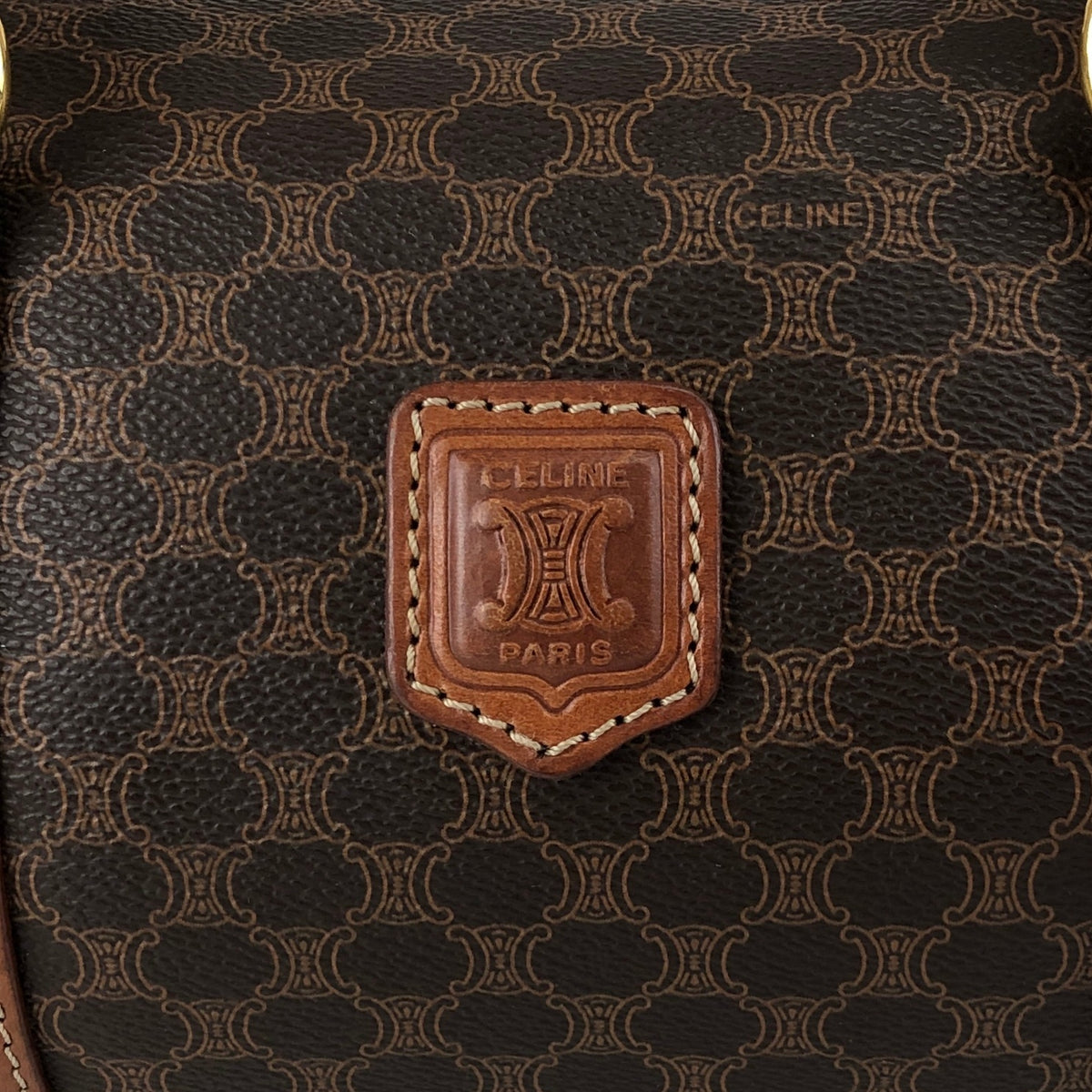 CELINE Macadam Blason Handbag Brown Vintage d6ntg2