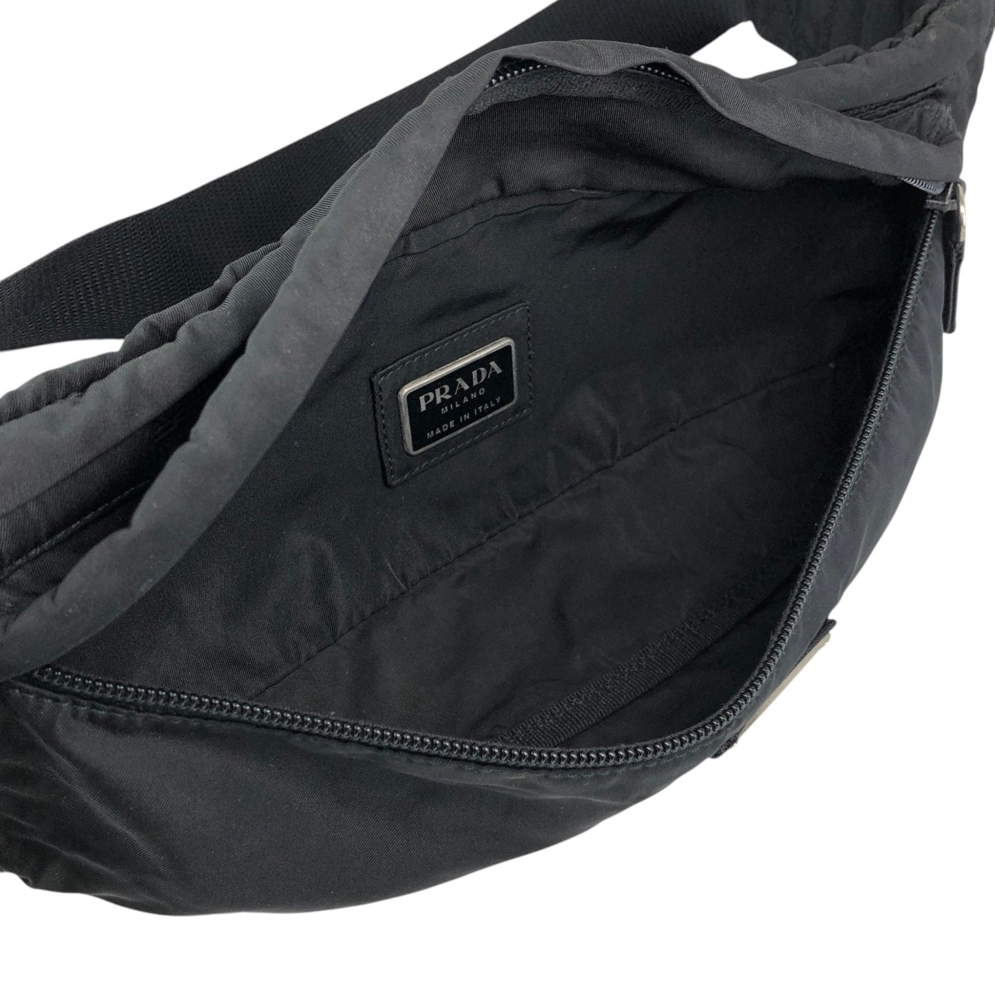 PRADA Tessuto Triangle Logo Sling bag Black Vintage fgihvu