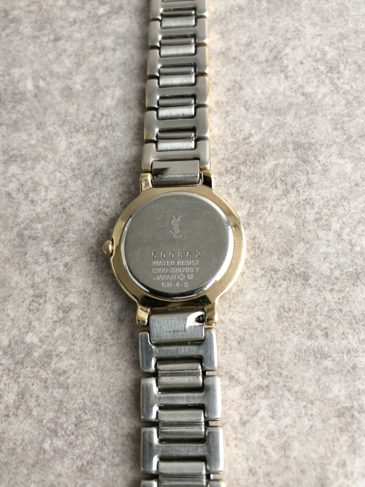 Yves Saint Laurent YSL Logo Quartz Watch Silver×Gold 2200-229789Y Vintage sngzzf