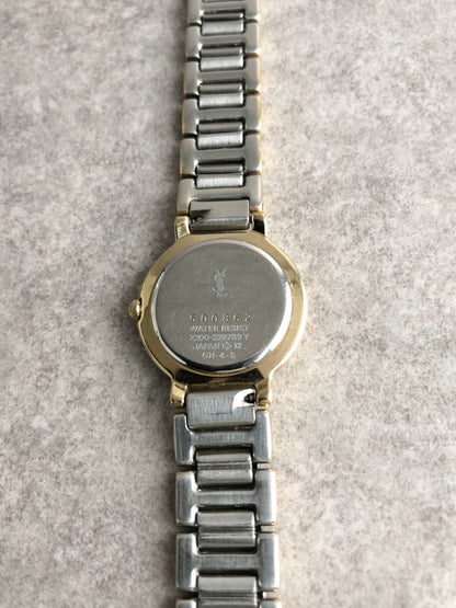 Yves Saint Laurent YSL Logo Quartz Watch Silver×Gold 2200-229789Y Vintage sngzzf