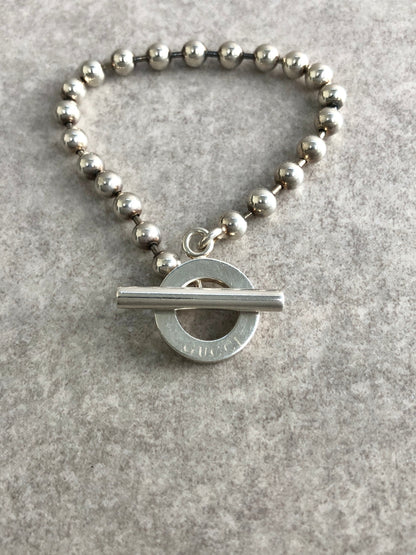 GUCCI Logo Bracelet Silver Vintage x5scvr