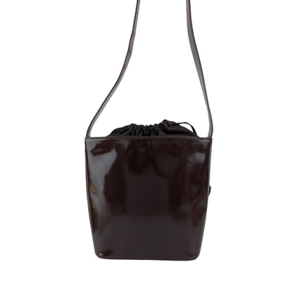 CELINE Logo Drawstring Shoulder bag Brown Vintage sjvk4h