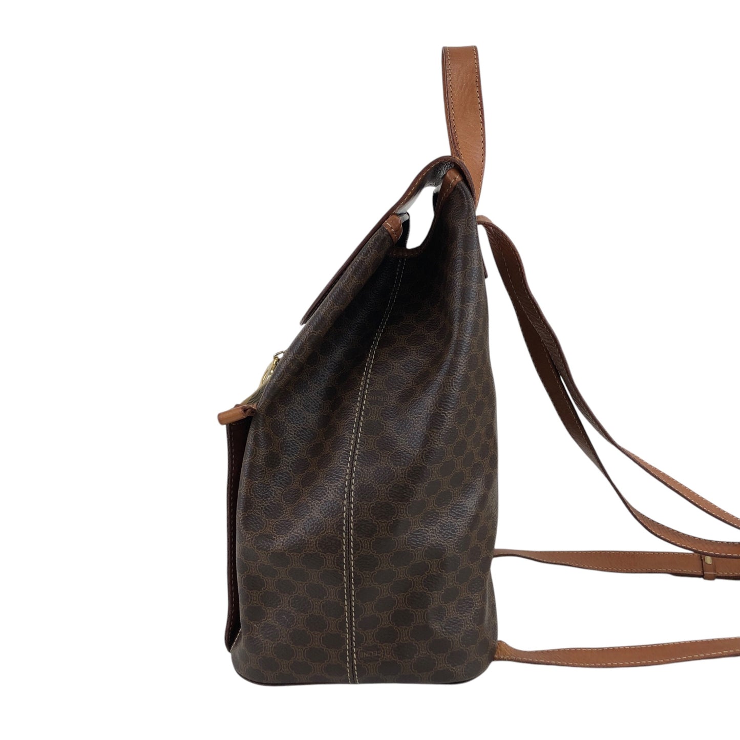 CELINE Macadam 圓形標誌吊飾背包棕色復古 idh7rg