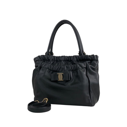Salvatore Ferragamo Vala Ribbon Two-way Handbag Shoulder bag Black Vintage hdyv3c