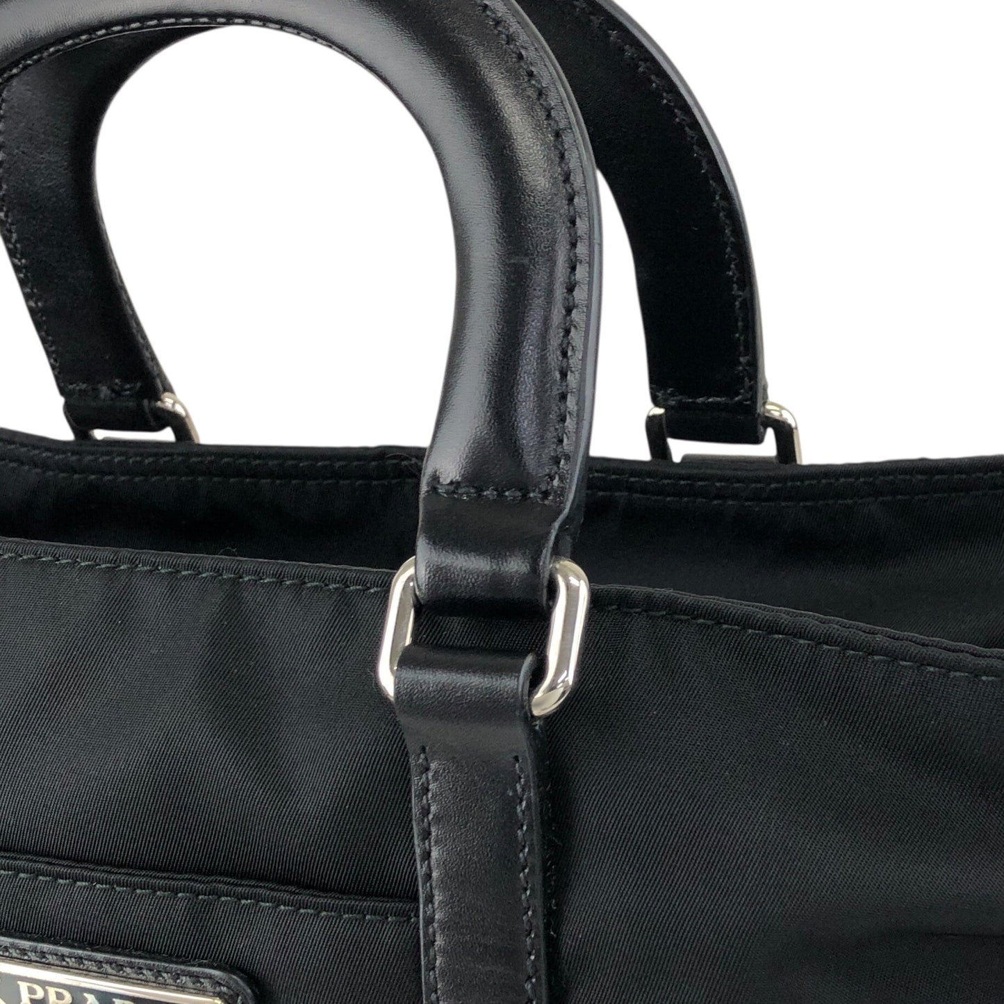 PRADA Tessuto Triangle Logo Two-way Handbag Shoulder bag Black Vintage xd7tr6