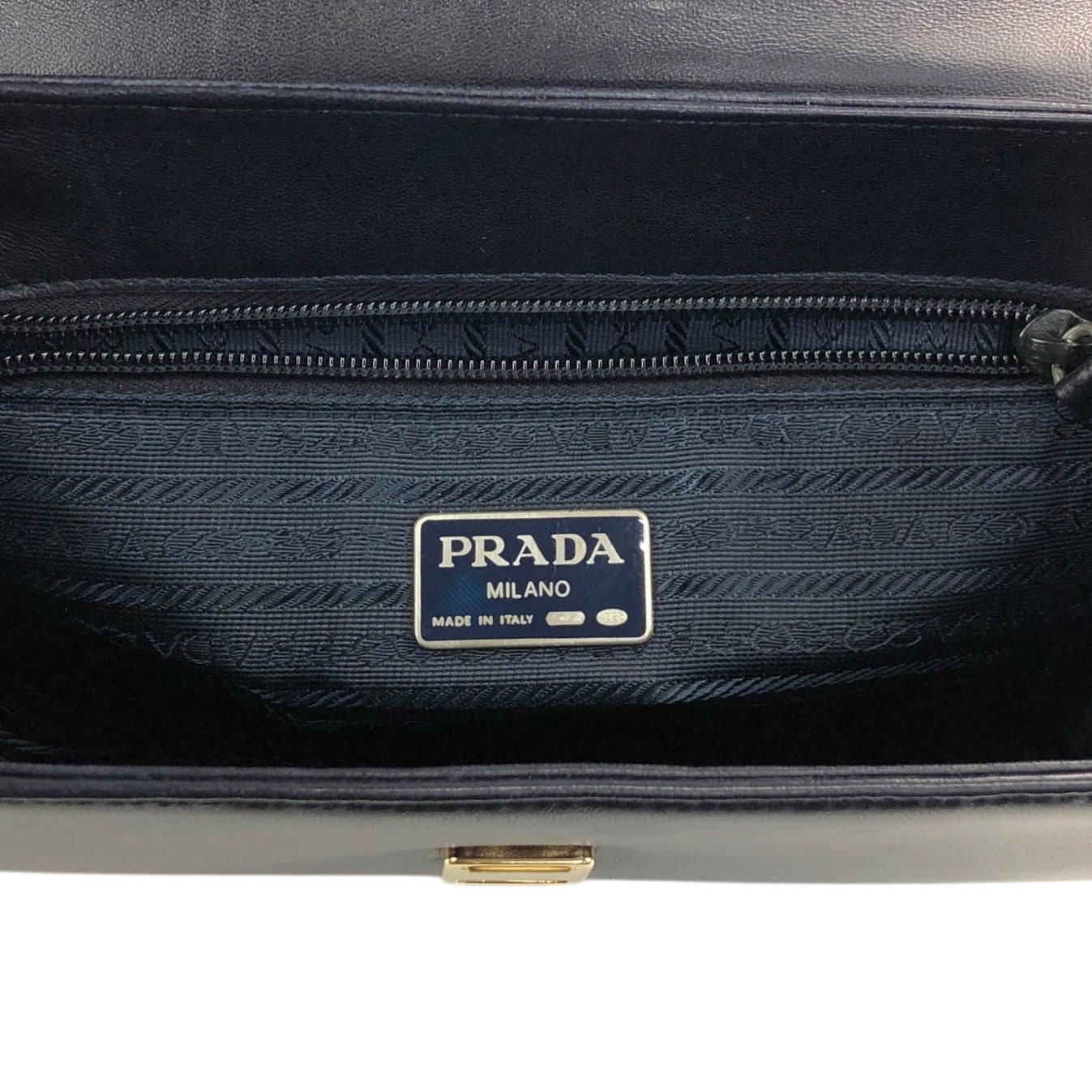 PRADA Logo Chain houlder bag Black Vintage 8snhrv