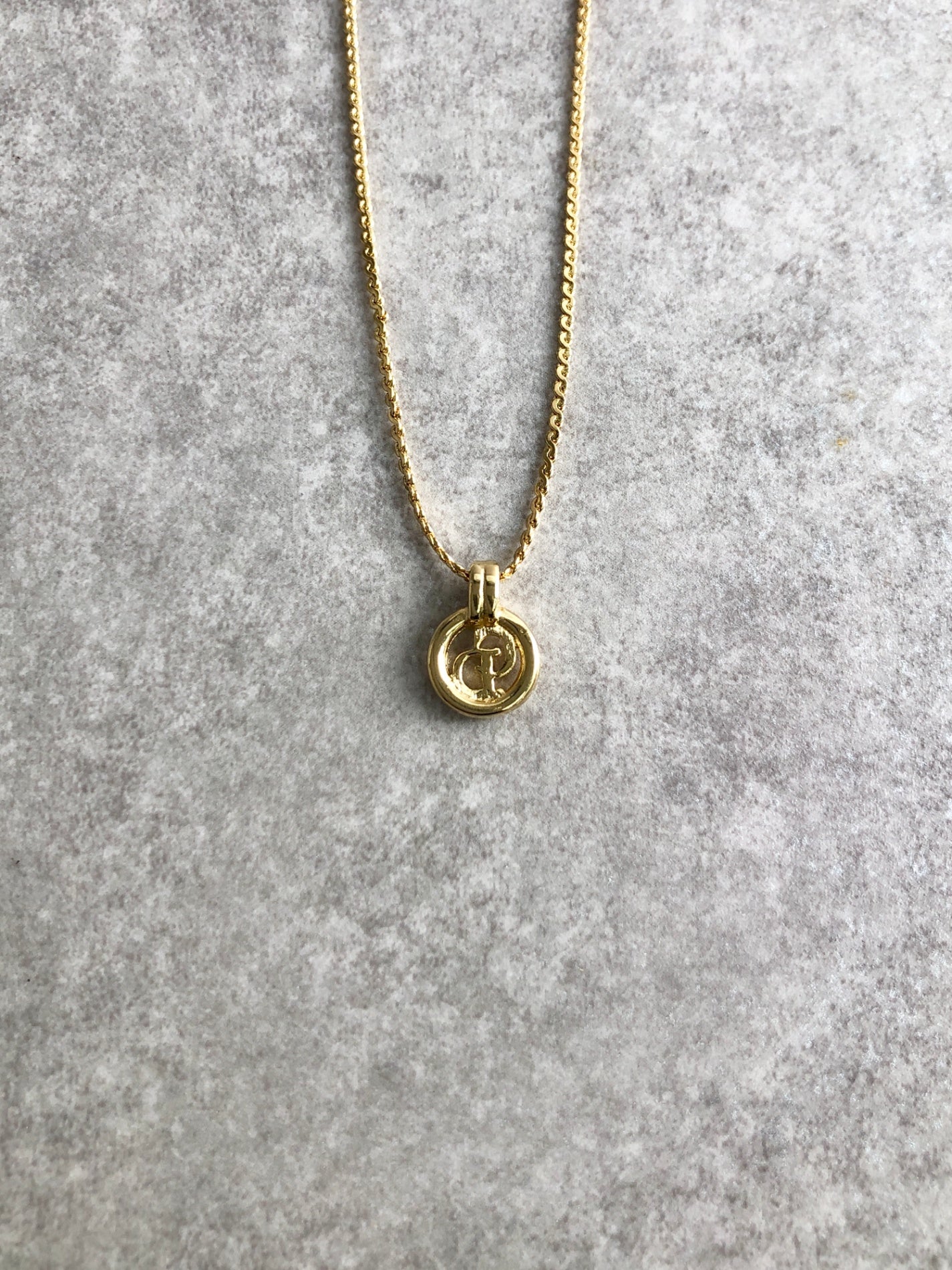 Christian Dior Logo Motif Necklace Gold Vintage aaev2v