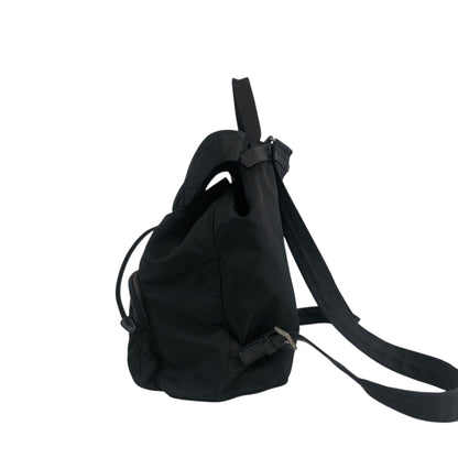 PRADA Tessuto Triangle Logo Front Buckle Backpack Black Vintage adjm4v