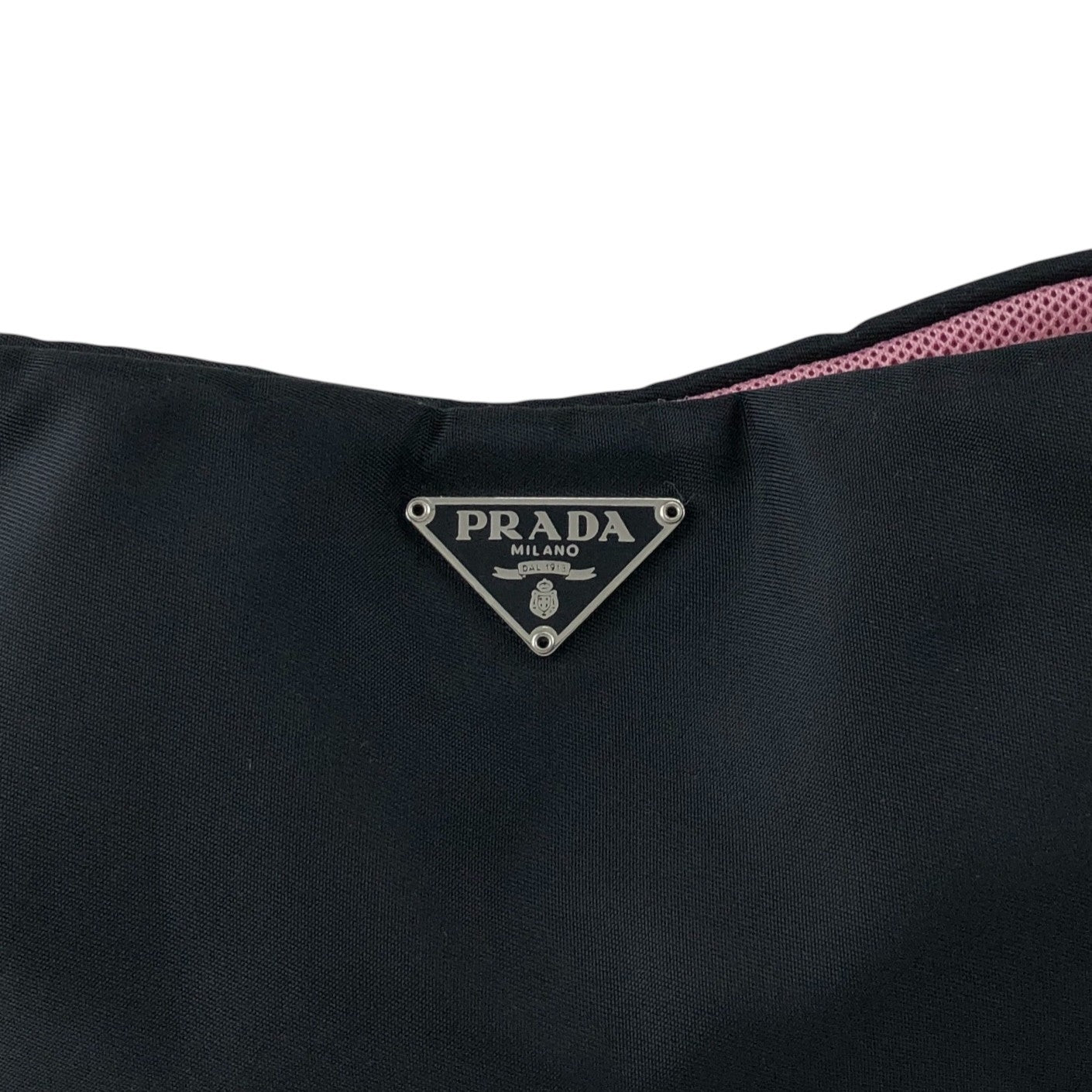 PRADA Tessuto Triangle Logo Shoulder bag Black Vintage 3nedhc