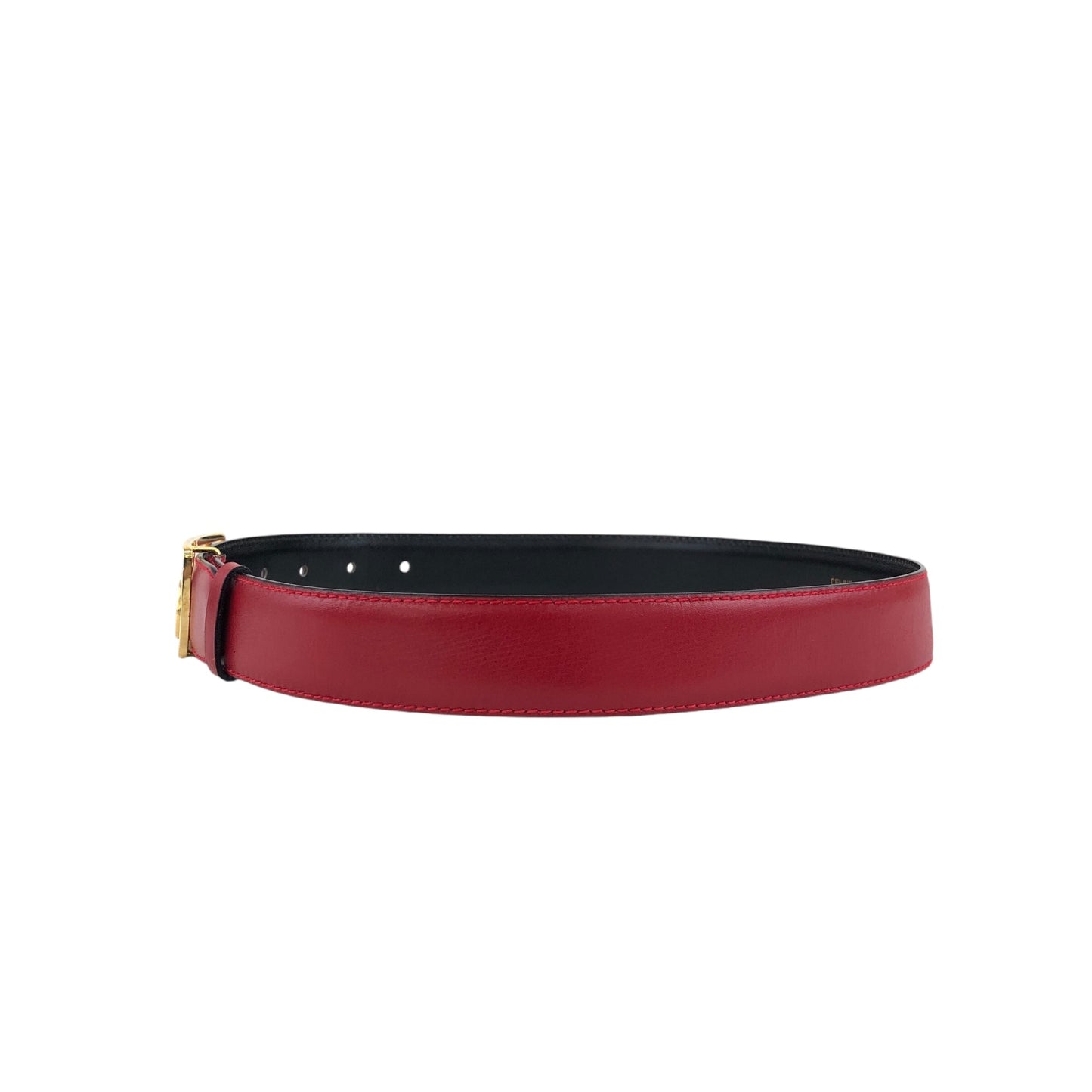 CELINE Carriage Belt Red Vintage 666k25