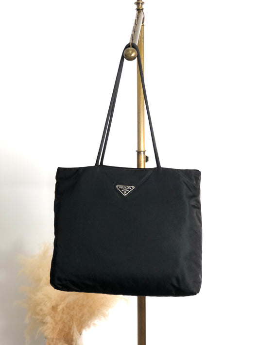 PRADA Tessuto Triangle Logo Totebag Black Vintage rp4ywn