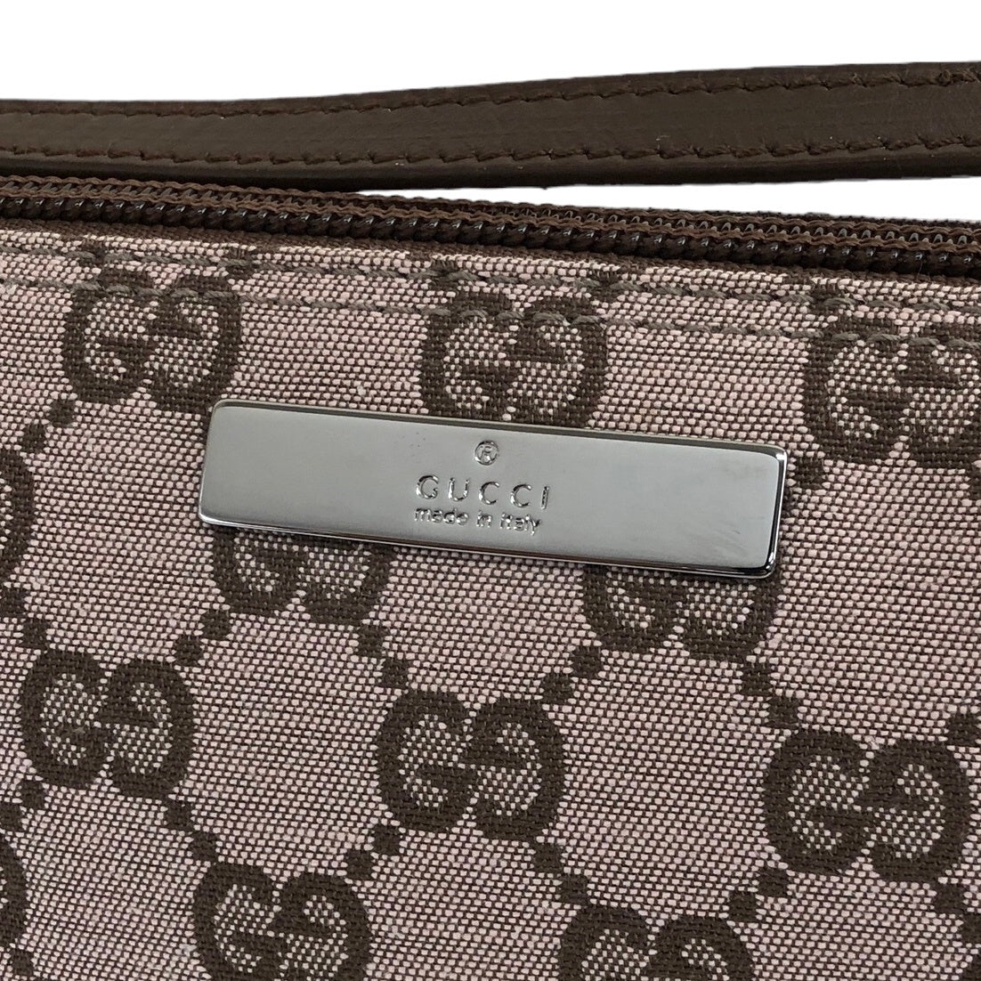 GUCCI GG Canvas Handbag Pouch Brown Vintage aanfiv