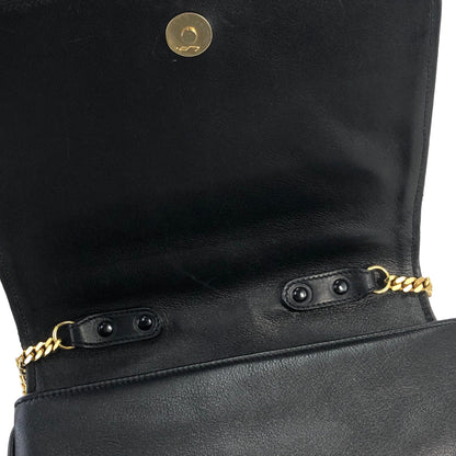 CELINE Triomphe Flap Chain Shoulder Leather Shoulder bag Black Vintage grdgz7