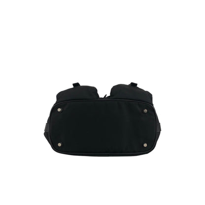PRADA Triangle Logo Front Buckle Shoulder bag Black Vintage fkfvej