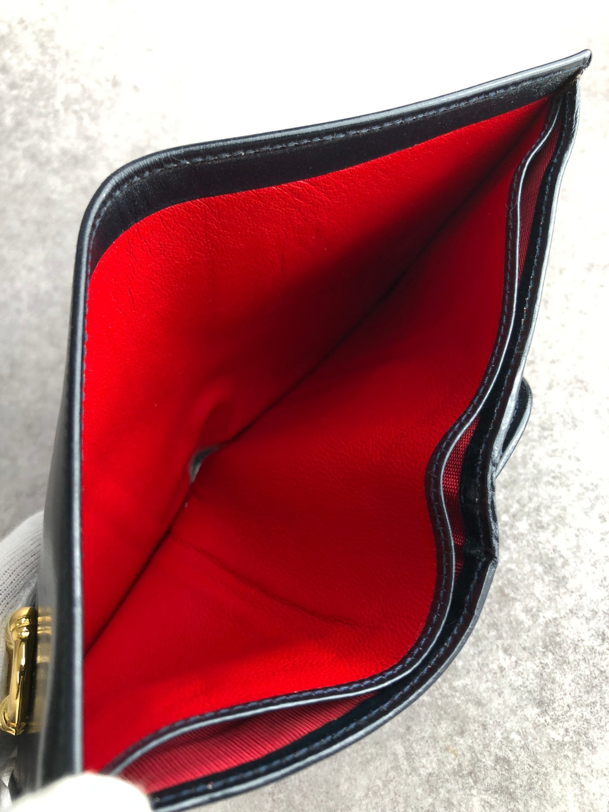 GUCCI Horseshoe Folded Wallet Dark Navy Vintage cvie2b