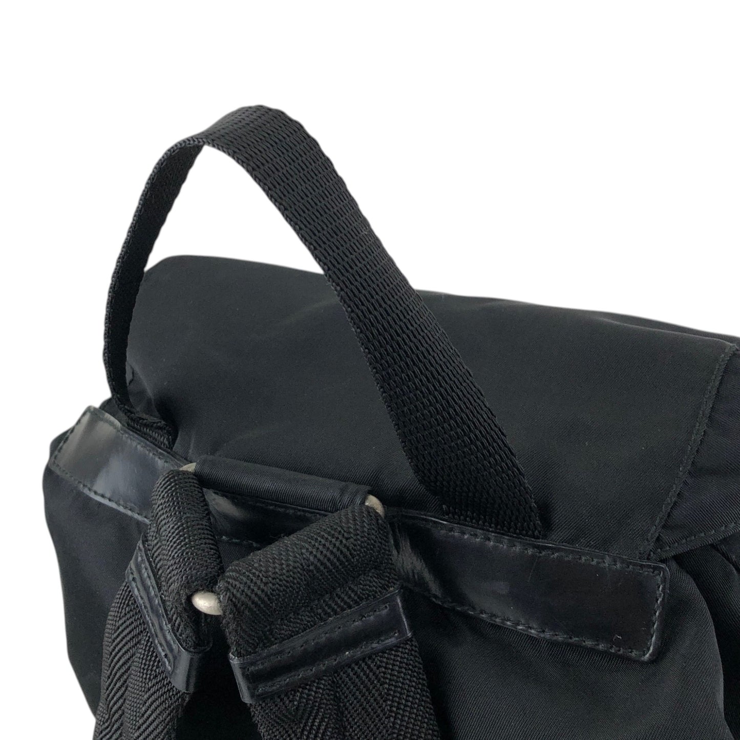 PRADA Tessuto Triangle Logo Double Pocket Backpack Black Vintage vjpnrf