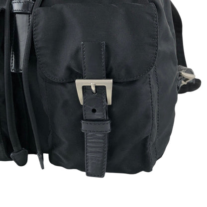 PRADA 三角形標誌雙口袋背包黑色復古 482mjk