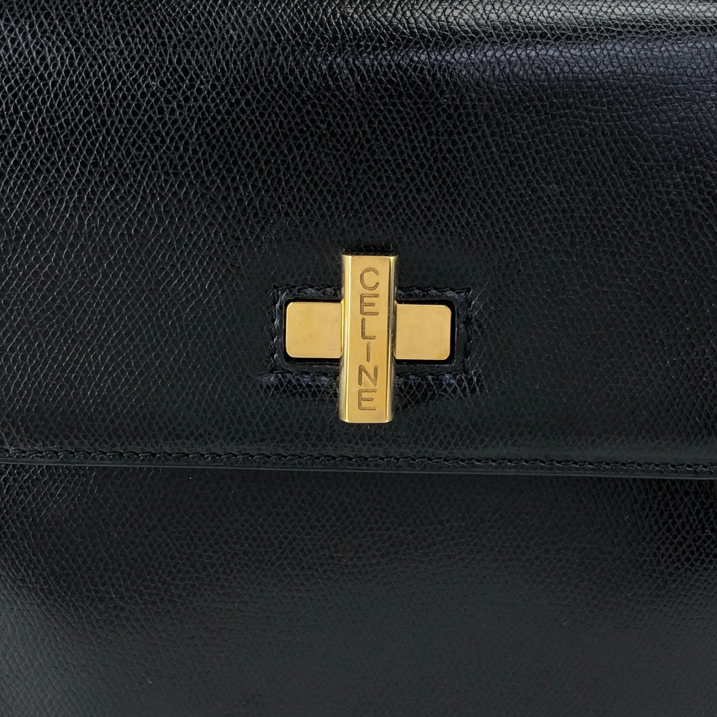 CELINE Turn Lock Shoulder bag Black Vintage txhccr
