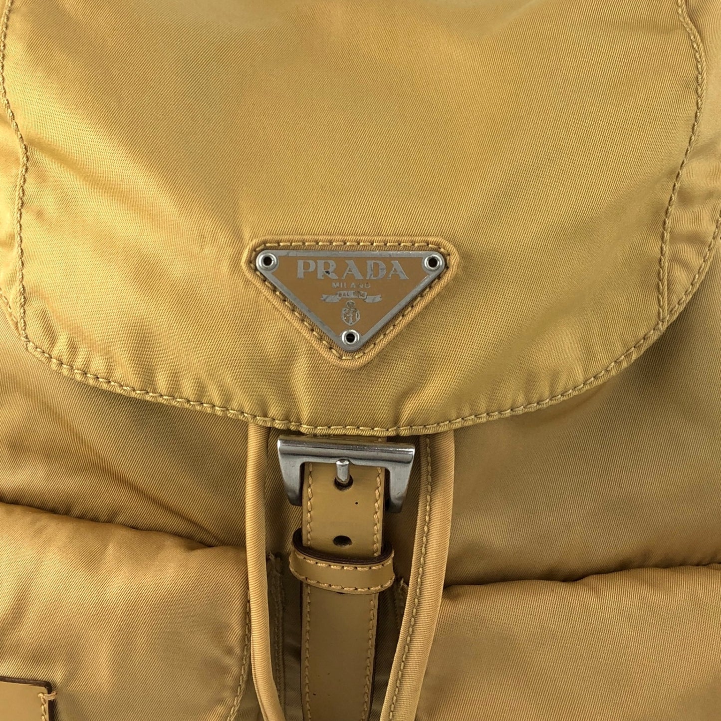 PRADA Tessuto Triangle Logo Backpack Yellow Vintage zmixxc